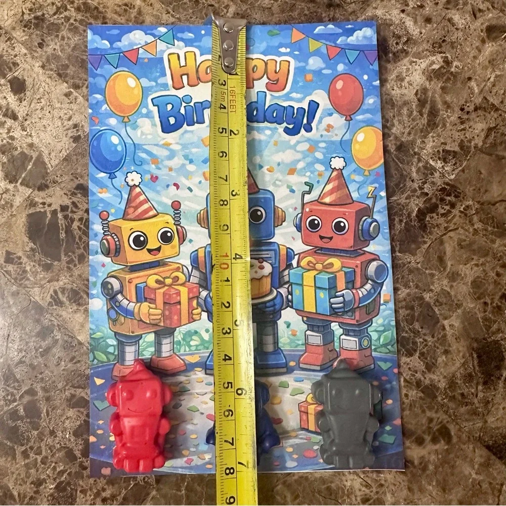 Handmade Robot Themed Crayon Birthday Card NEW
